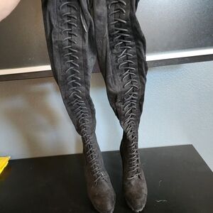 Shoe Dazzle Black Lace-Up Women's Boots